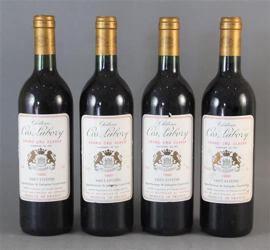 Four bottles of Chateau Cos Labory, St. Estephe, 1990
